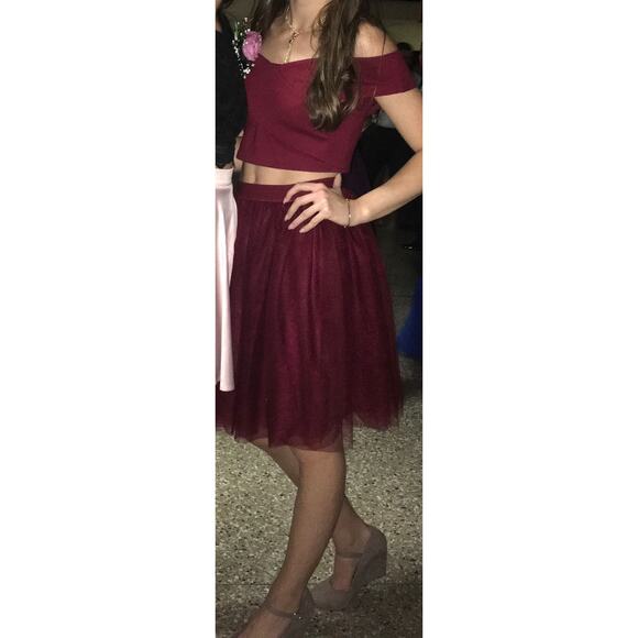 Harper Lemon Womens Prom Formal Two Piece Mini Dress Size M Cranberry - Picture 12 of 13